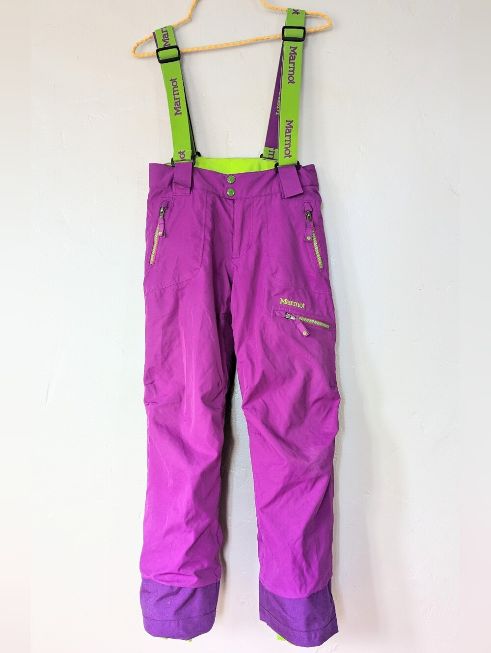 Marmot Edge Purple Ski/Snow Pants with Suspenders Kids Large
